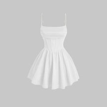 Vestido Feminino Curto Vermelho com Decote Quadrado - Mia