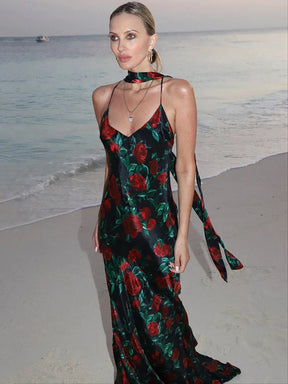 Vestido Lumara Stellar – Halter Estampado Sem Costas