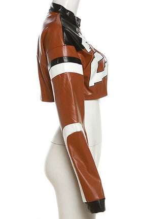 Jaqueta Bordada de Couro Sintético - Biker