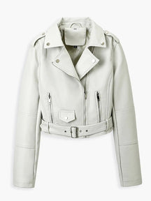 Jaqueta Biker Cropped de Couro Sintético - AiRin
