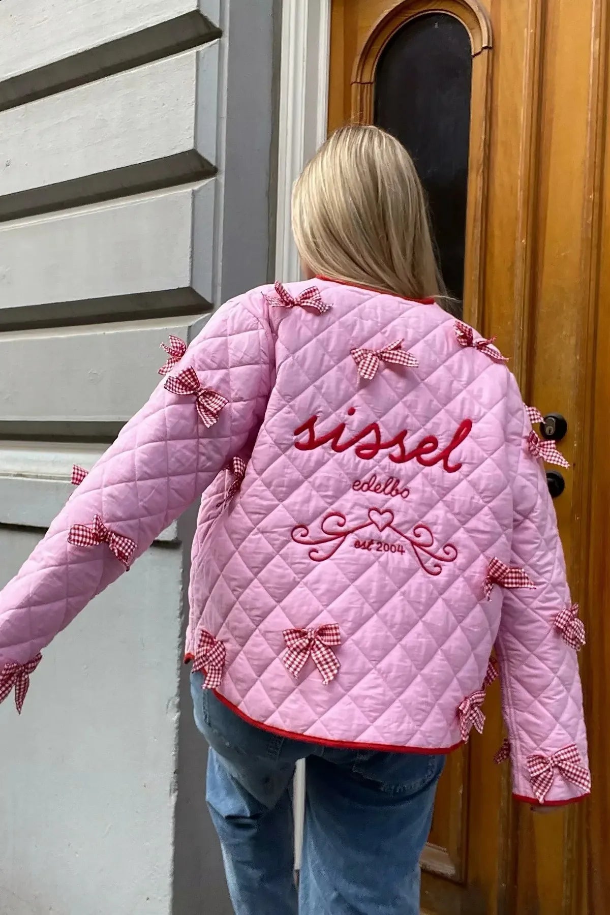 Jaqueta Casual Diária de Cor Sólida com Bolsos e Laço Decorativo com Decote Redondo