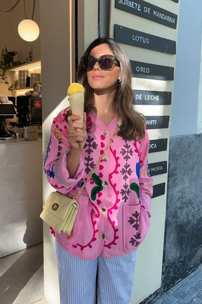 Jaqueta Belessia com Botões Ocultos e Cinto na Cintura