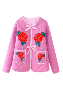 Jaqueta de Algodão Estampada com Gola Redonda - Bertanne