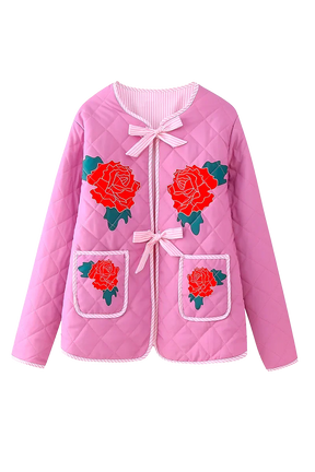 Jaqueta de Algodão Estampada com Gola Redonda - Bertanne