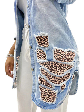 Jaqueta jeans leopardo sexy