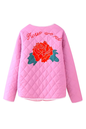 Jaqueta de Algodão Estampada com Gola Redonda - Bertanne