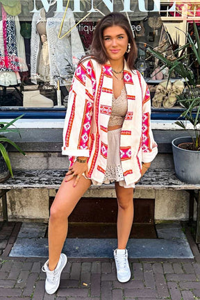 Jaqueta com Decote em V Estilo Quimono - Mirelia