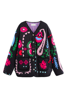 Jaqueta Belessia com Botões Ocultos e Cinto na Cintura