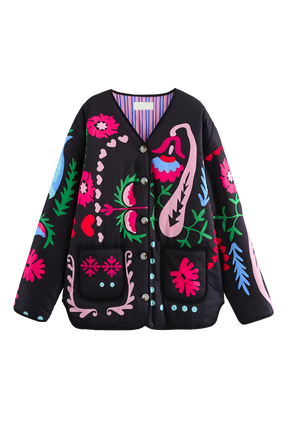 Jaqueta Belessia com Botões Ocultos e Cinto na Cintura