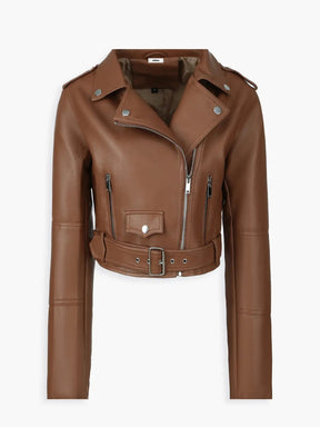 Jaqueta Biker Cropped de Couro Sintético - AiRin