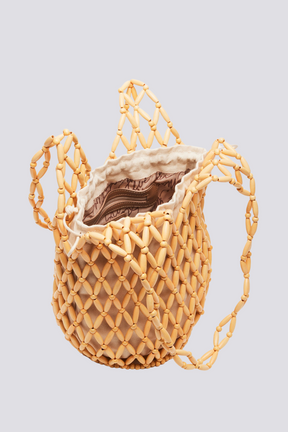 Bolsa de Ombro Georgina com Miçangas de Madeira