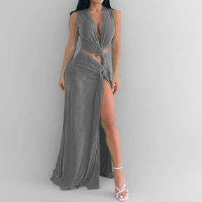 Vestido Feminino Longo Fenda - Lais